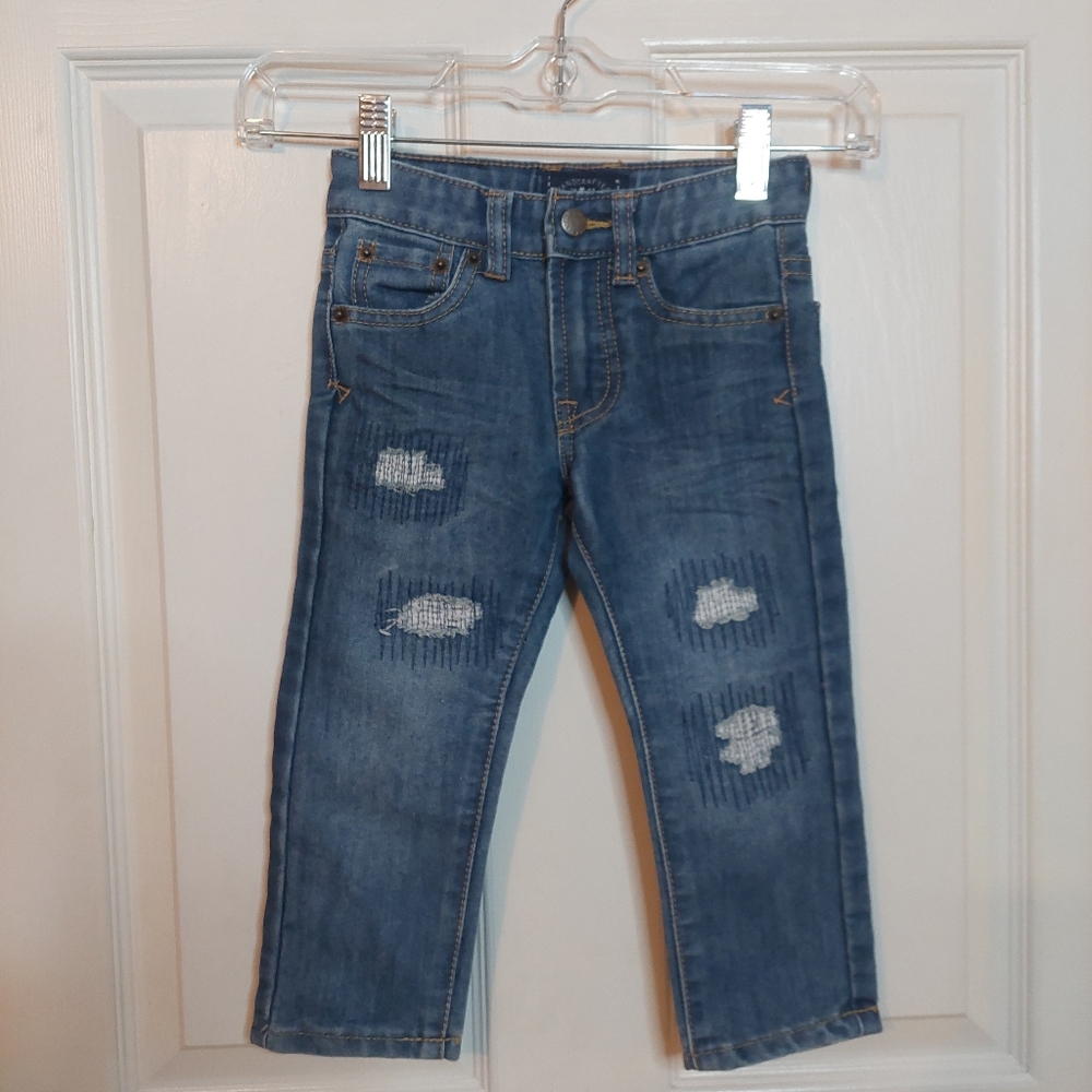 Lucky Brand Billy Straight Leg Jeans Medium Wash Distressed Denim Stretch Sz 2T